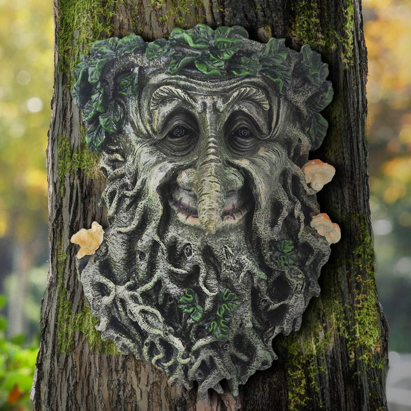 BEXLEYBAY Tree Face Garden Statues Outdoor Decorations, Whimsical Old Man Face for Tree Huggers Sculptures Flower Pot Garden Decorations Yard Art, 9" x 6.5" x 3.5" - Image 2